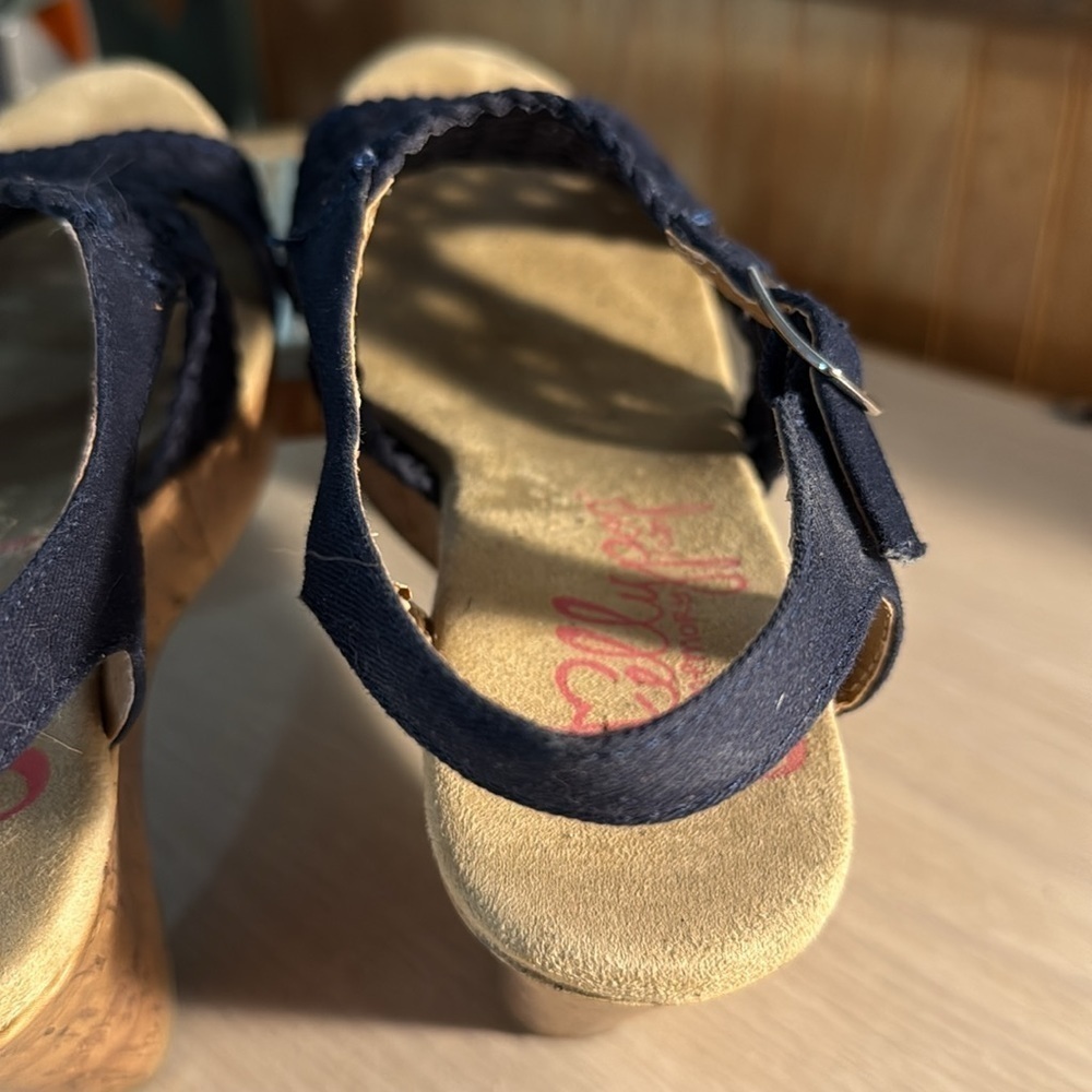 JellyPop Navy Macrame Cork Platform Wedges - Picture 7 of 9
